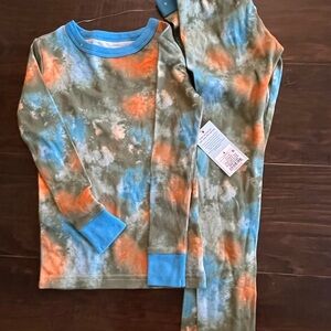 Tie-Dye Pajama Set with Blue and Orange Accents